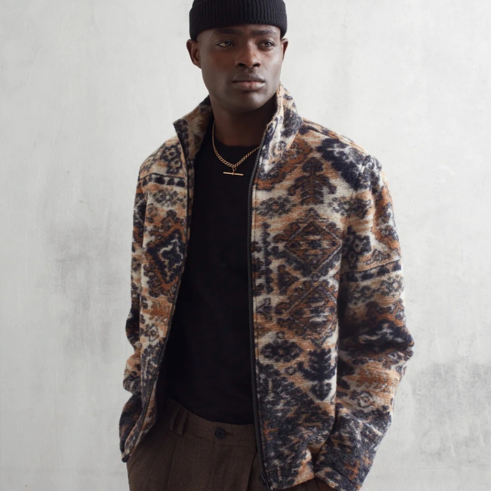 Wax London Cozy jacket in patterned fleece